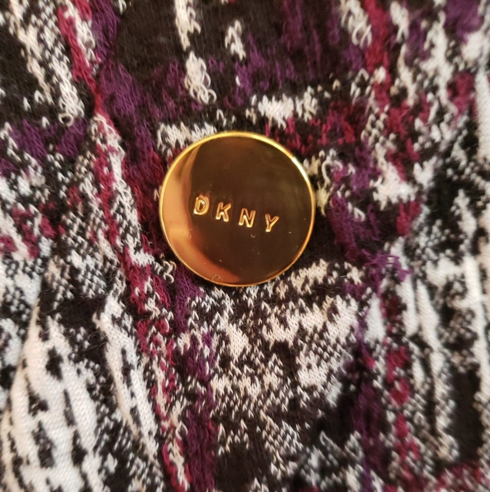 NWOT  DKNY Asymmetrical Tweed Button Logo Sheath Knee Length Dress Size 12 - Picture 4 of 4